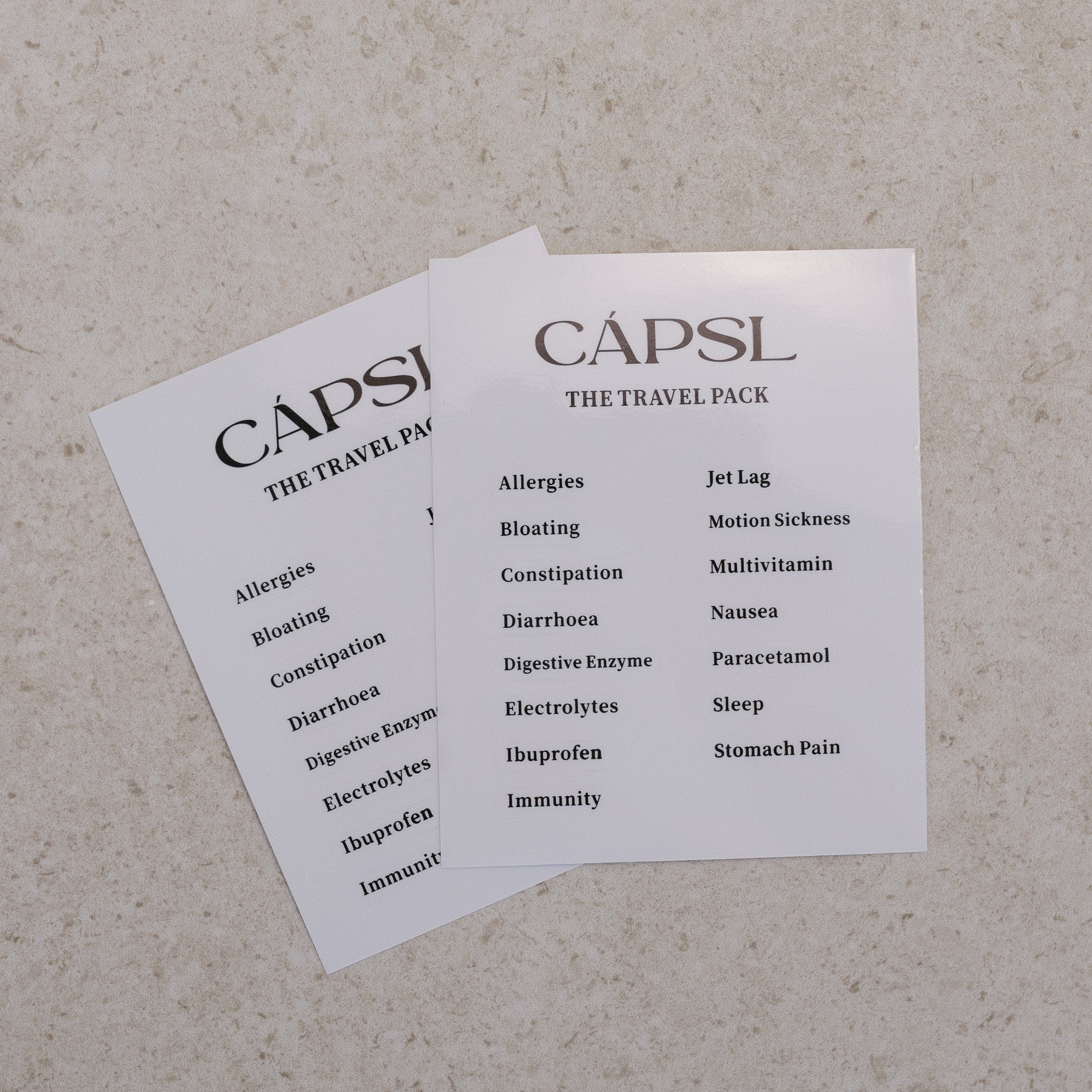 THE TRAVEL PACK CÁPSL LABELS